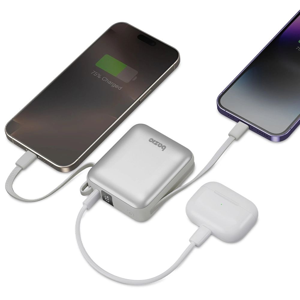 Powerbank Bazic Fusion Mini 10000mAh Wbudowany kabel USB-C/Lightning PD 20W Szary