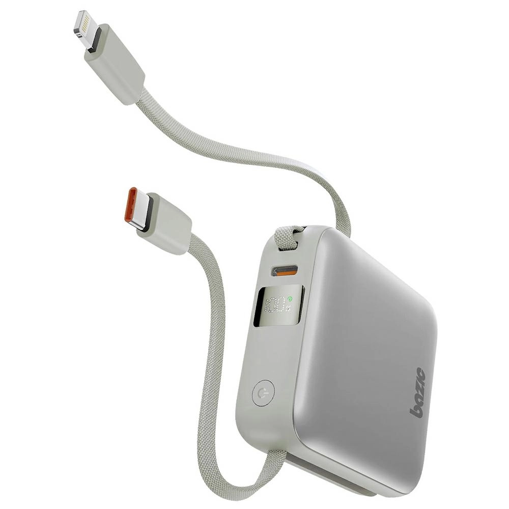 Powerbank Bazic Fusion Mini 10000mAh Wbudowany kabel USB-C/Lightning PD 20W Szary