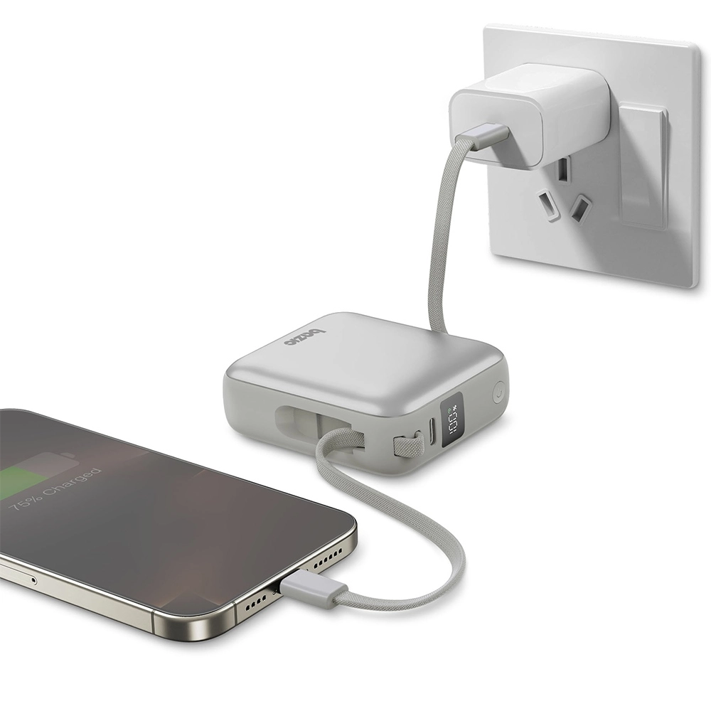 Powerbank Bazic Fusion Mini 10000mAh Wbudowany kabel USB-C/Lightning PD 20W Szary