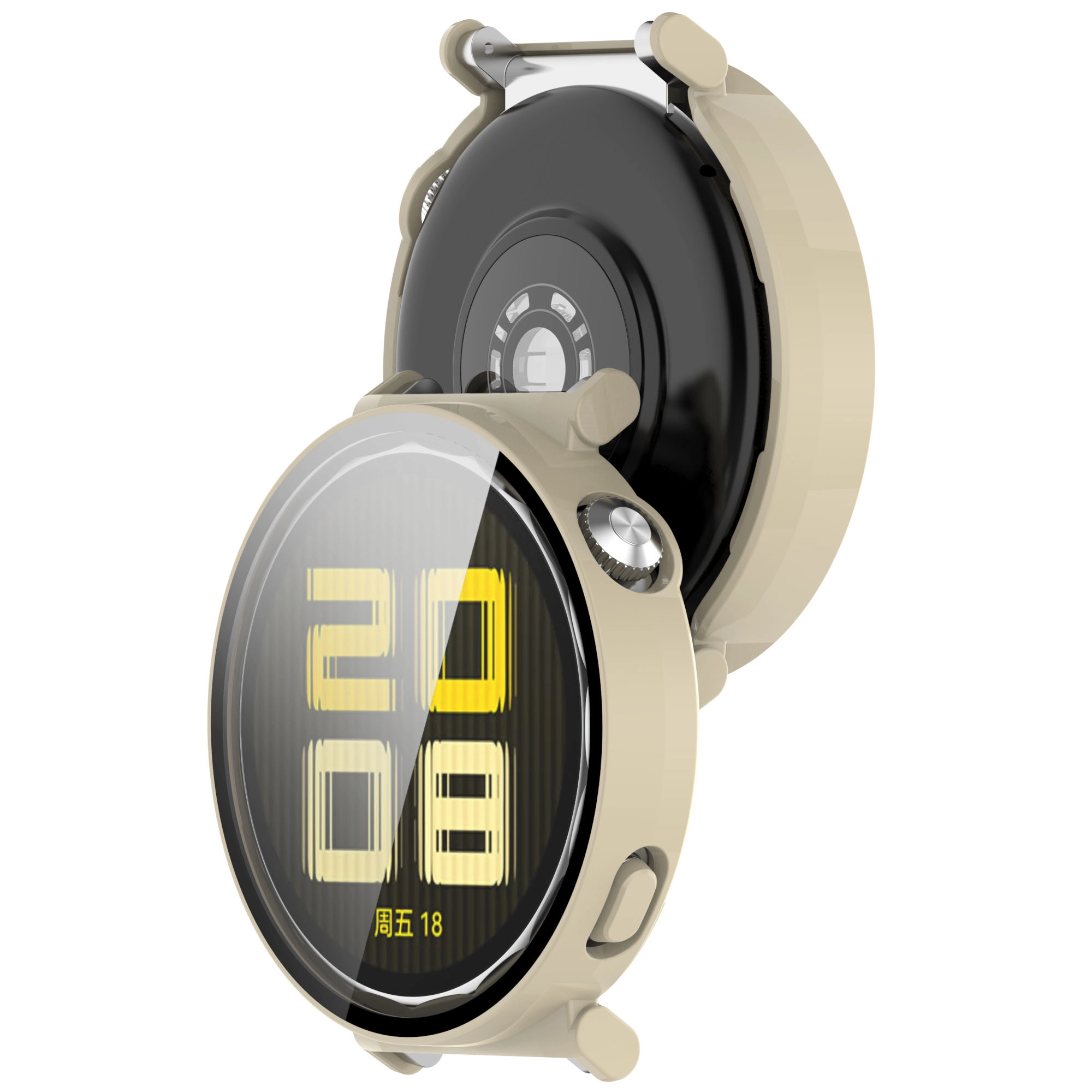 Nakładka na tarczę Bizon ze szkłem do Huawei Watch GT5 41 mm beżowy