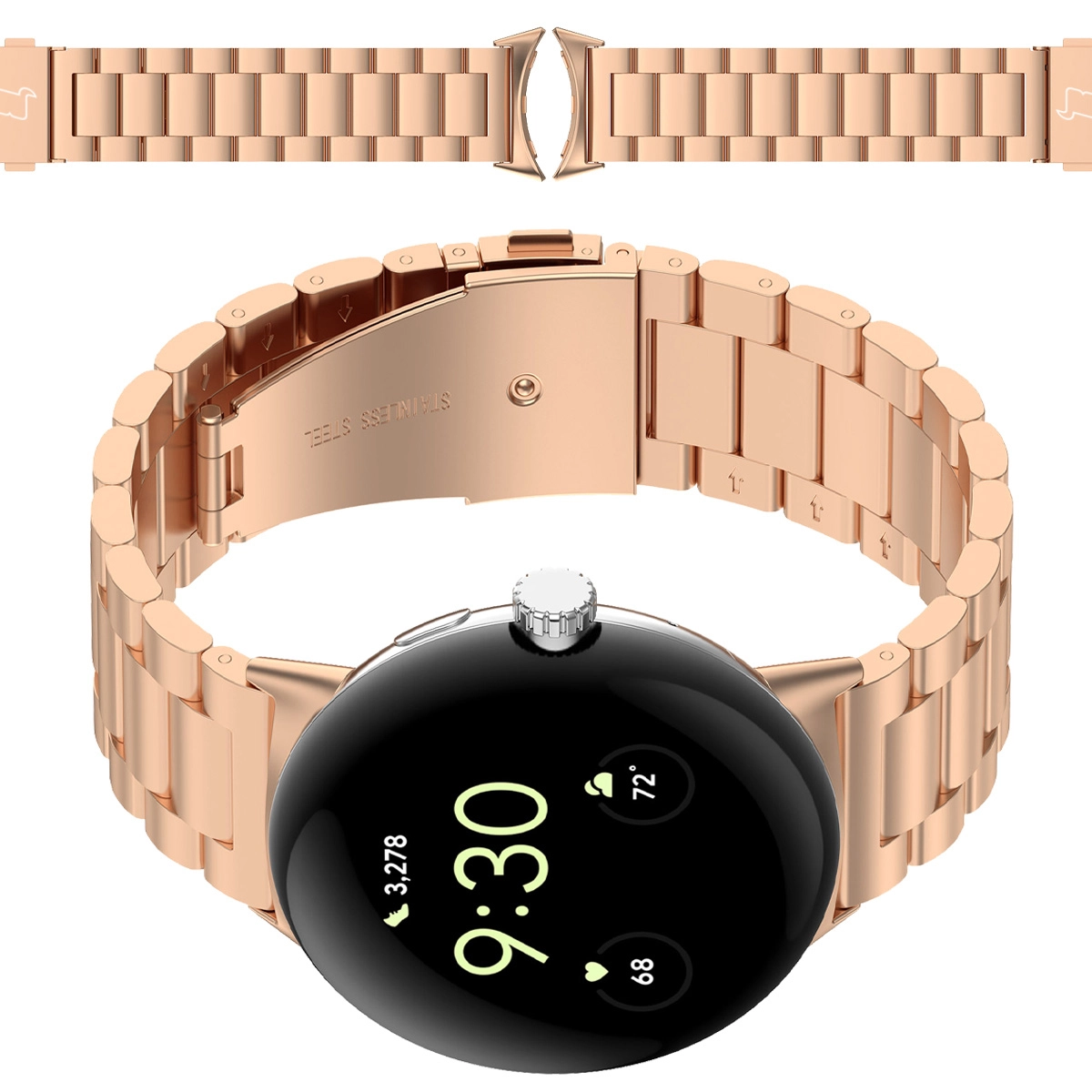 Bransoleta Bizon ze stali nierdzewnej do Google Pixel Watch 3 45 mm różowo-złoty