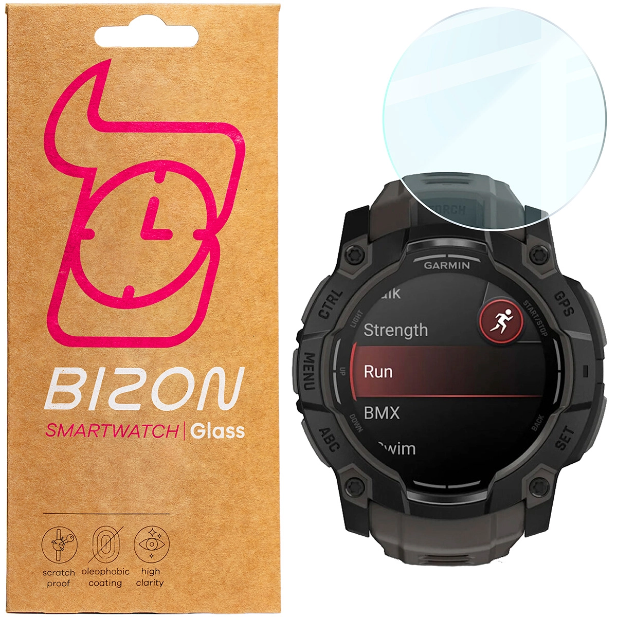 Szkło hartowane Bizon Watch Clear do Garmin Instinct 3 50 mm