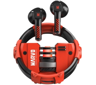 Słuchawki bezprzewodowe z mikrofonem Marvo Quaz Douszne Czerwony