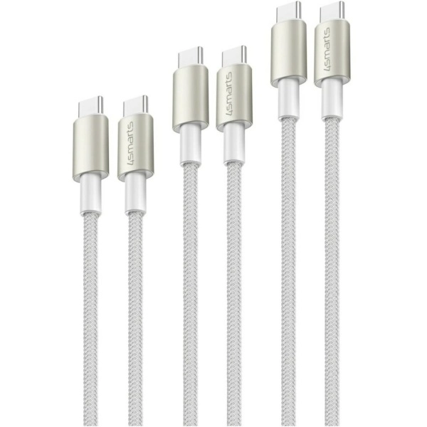 Kabel 4smarts PremiumCord USB-C 60W 0,5m+1,5m+3m Biały