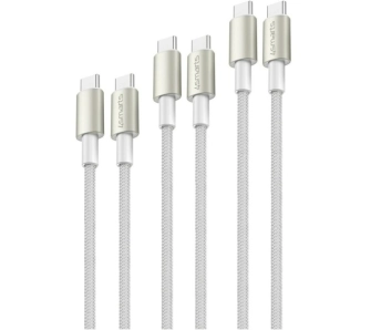 Kabel 4smarts PremiumCord USB-C 60W 0,5m+1,5m+3m Biały