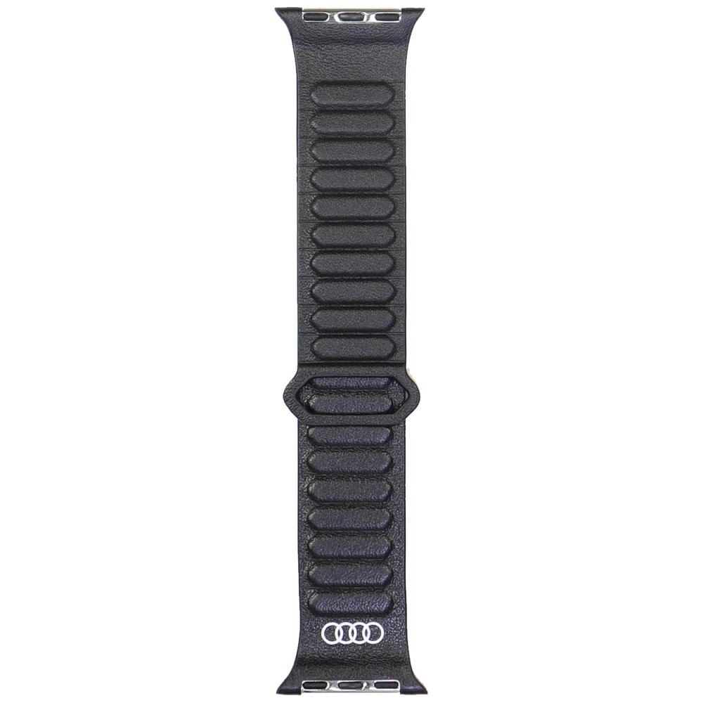 Pasek AUDI Logo Genuine Leather Magnetic Ring do Apple Watch 40/41/42mm Czarny