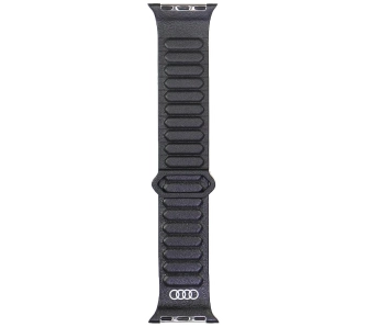 Pasek AUDI Logo Genuine Leather Magnetic Ring do Apple Watch 40/41/42mm Czarny