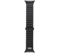 AUDI Logo Genuine Leather Magnetic Ring do Apple Watch 44/45/46/49mm Czarny