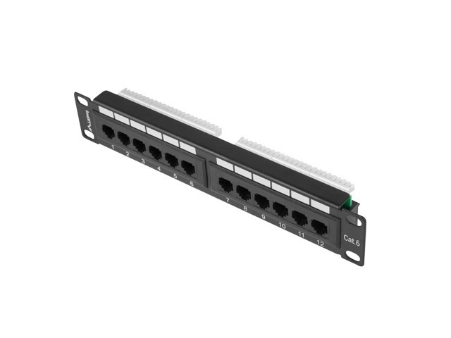 Patch panel Lanberg PPU6-9012-B 12 PORT 1U 10" KAT.6 UTP Czarny