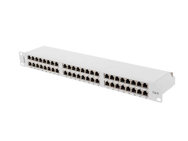 Patch panel Lanberg PPS6-1048-S 48 PORT 1U 19" KAT.6 FTP Szary