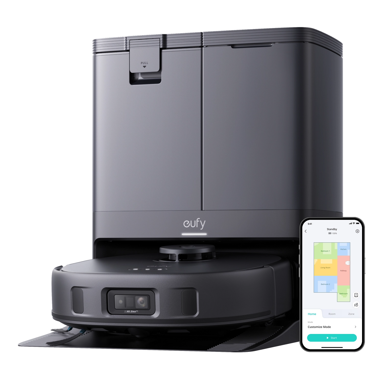Eufy X10 Pro Omni Funkcja mopowania Stacja oczyszczająca Tworzenie mapy pomieszczenia 60dB Czarny