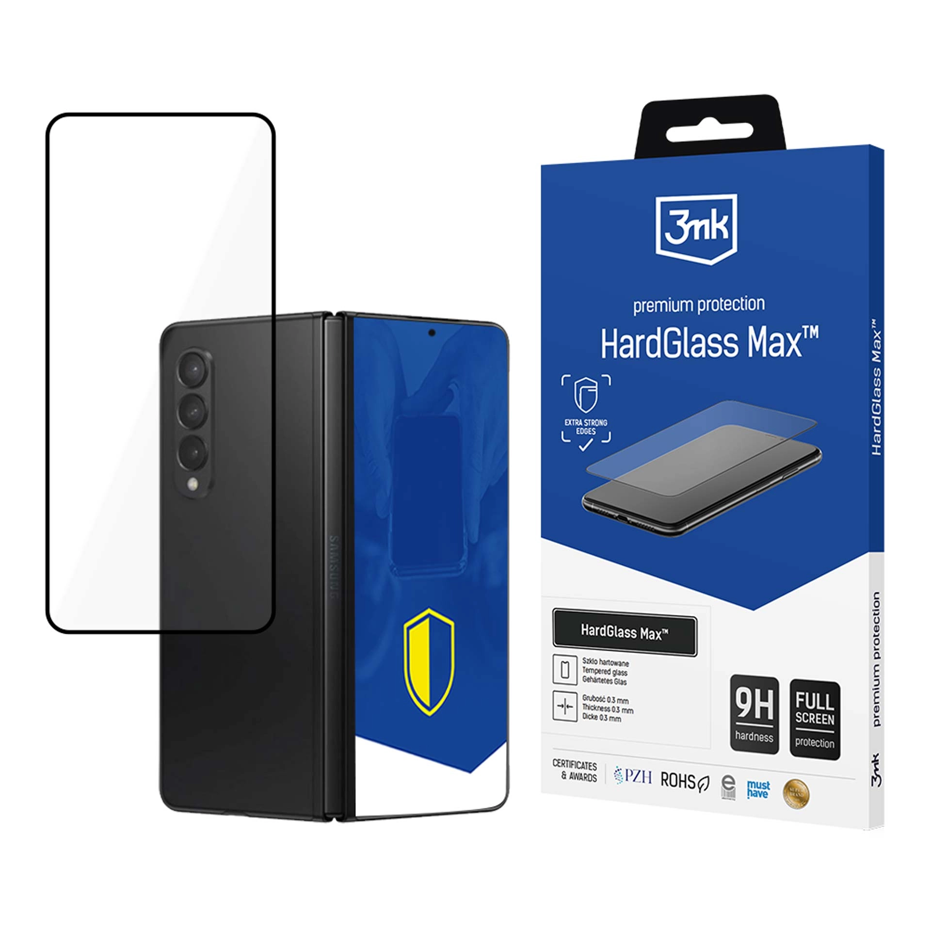 Szkło hybrydowe 3mk HardGlass Max Black do Samsung Galaxy Z Fold 5 (Front)