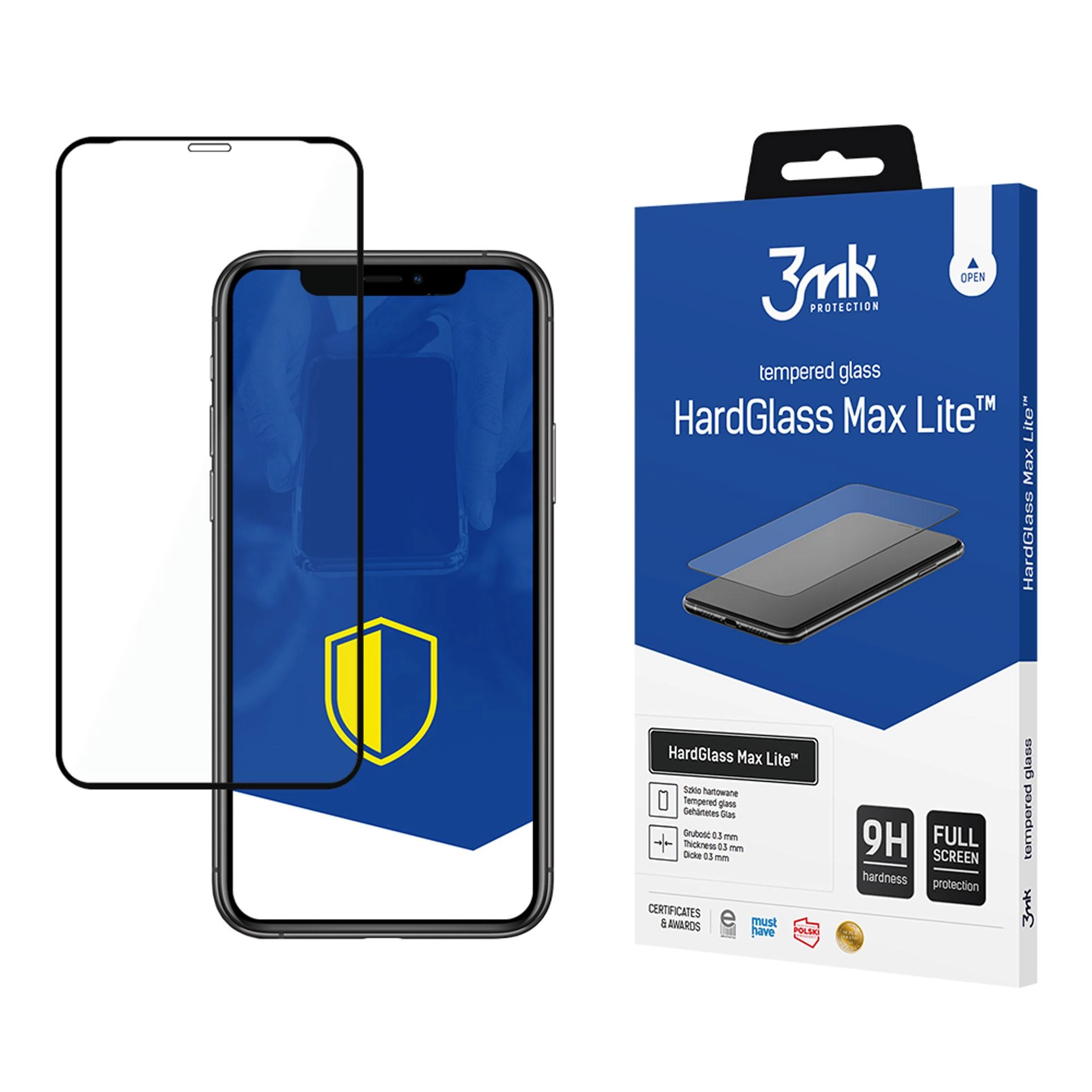 Szkło hartowane 3mk HardGlass Max Lite Black do iPhone X/XS/11 Pro