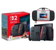 Nintendo Switch 2 Joy-Con Czarny + Mario Kart World + Etui Yaxo Scutum Techno