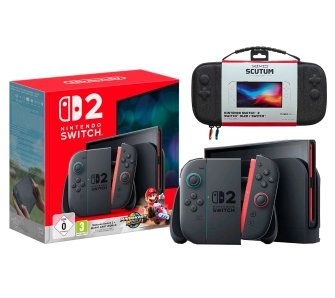 Konsola Nintendo Switch 2 Joy-Con Czarny + Mario Kart World + Etui Yaxo Scutum Techno