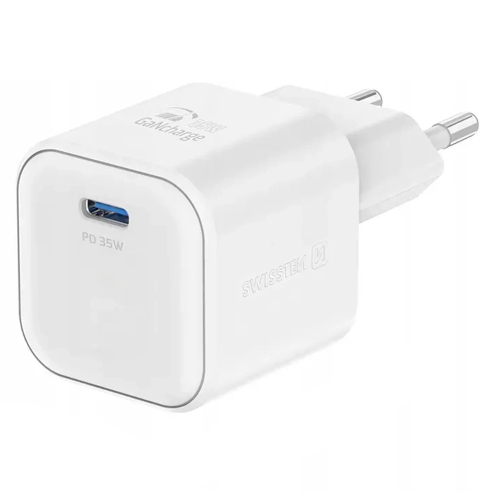 Ładowarka sieciowa Swissten 22070240 GaN 1x USB-C - Lightning 35W Power Delivery Biały
