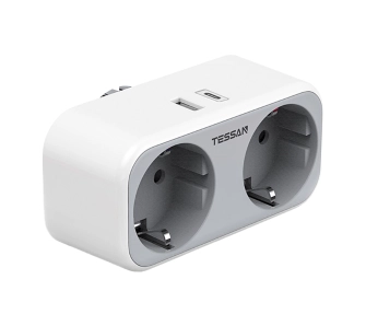 Gniazdo sieciowe Tessan TS-WS02DE00 2 gniazda 1x USB-A 1x USB-C Biały