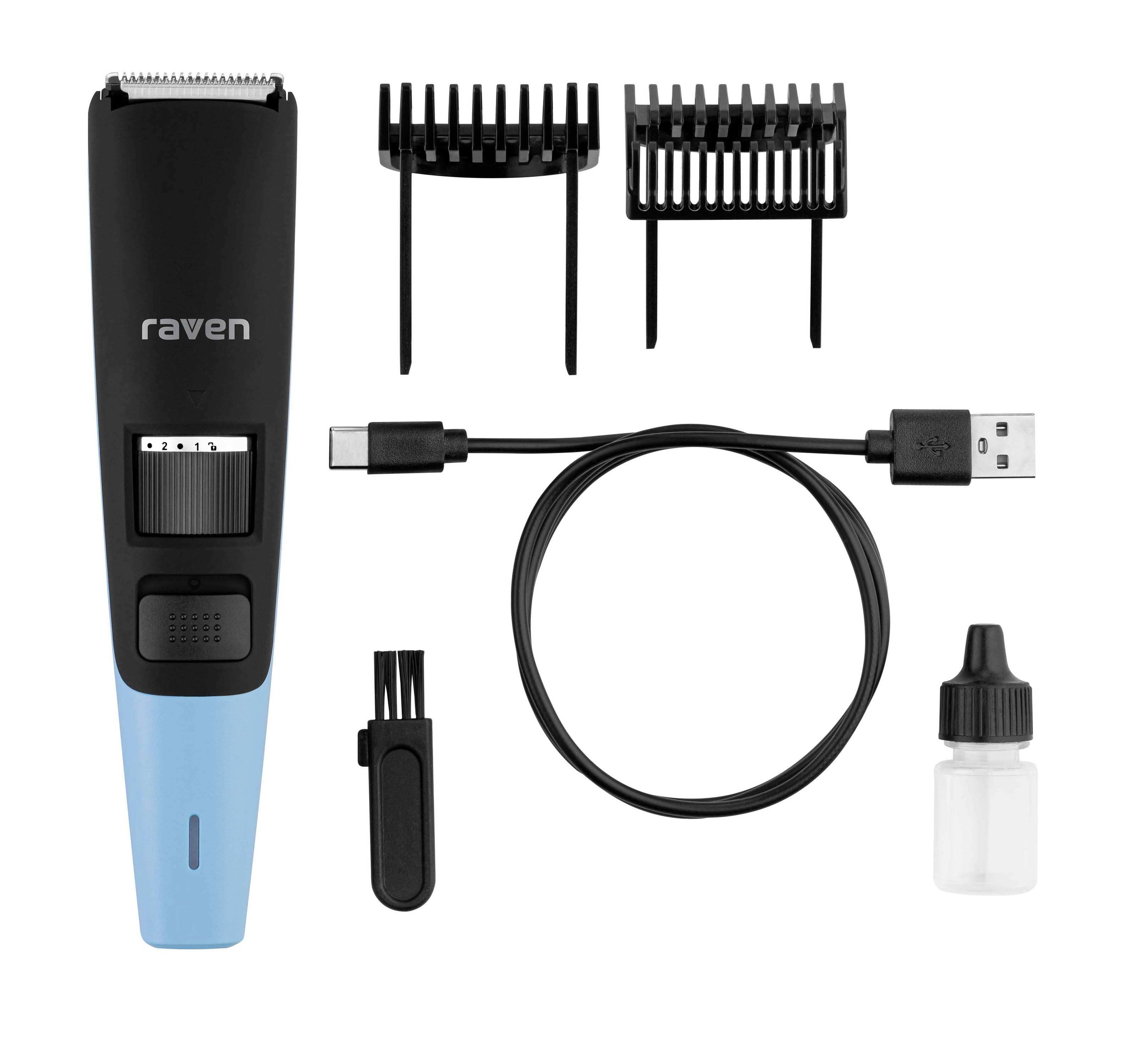 Trymer Raven EST010 do włosów i brody 2 nasadki 90min