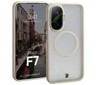 Bizon MatteO z MagSafe do Xiaomi POCO F7 Półprzezroczyste z beżową ramką
