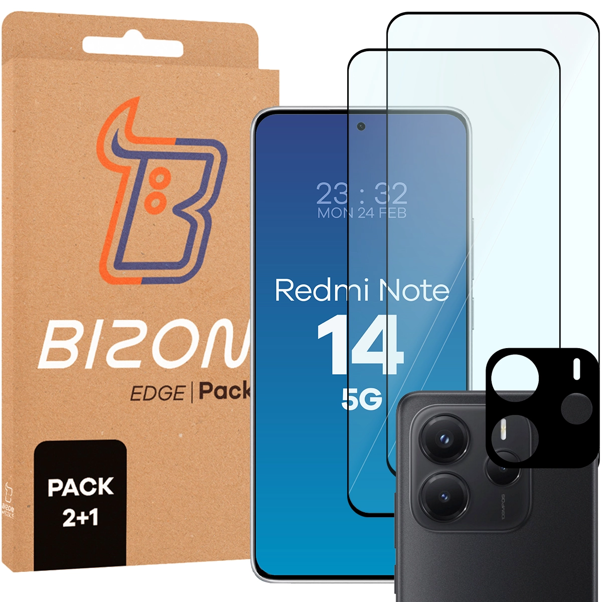Zestaw ochronny Bizon 2x szkło + szybka na aparat Edge 2 Pack do Xiaomi Redmi Note 14 5G