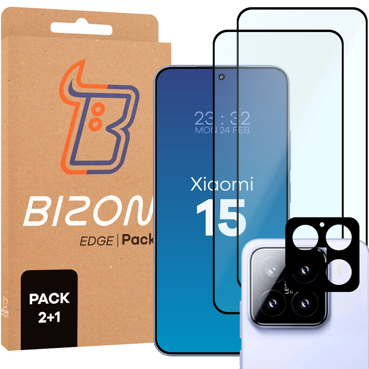 Zestaw ochronny Bizon 2x szkło + szybka na aparat Edge 2 Pack do Xiaomi 15