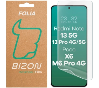 Folia hydrożelowa Bizon na ekran Hydrogel Front do Poco X6 / Redmi Note 13 5G / 13 Pro 4G/5G / Poco M6 Pro 4G 1szt