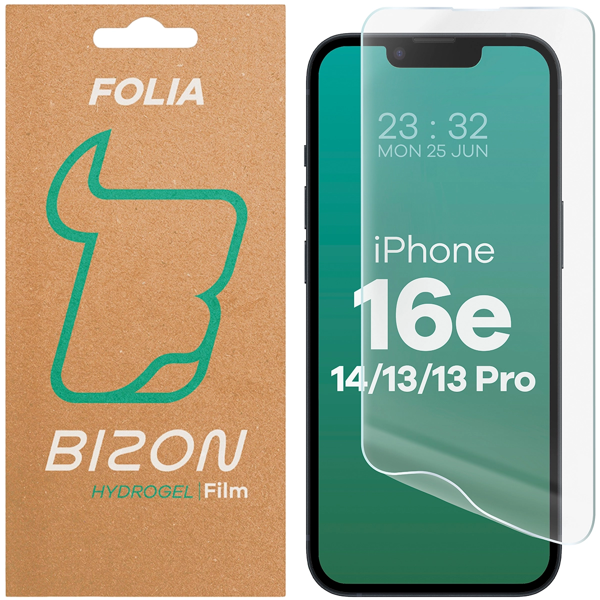 Folia hydrożelowa Bizon na ekran Hydrogel Front do iPhone 16e / 14 / 13 Pro / 13 1 sztuka