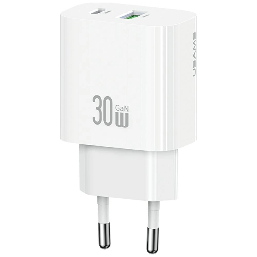 Ładowarka sieciowa USAMS CC316 T65 30W 1x USB-C 1x USB-A Fast Charging Biały