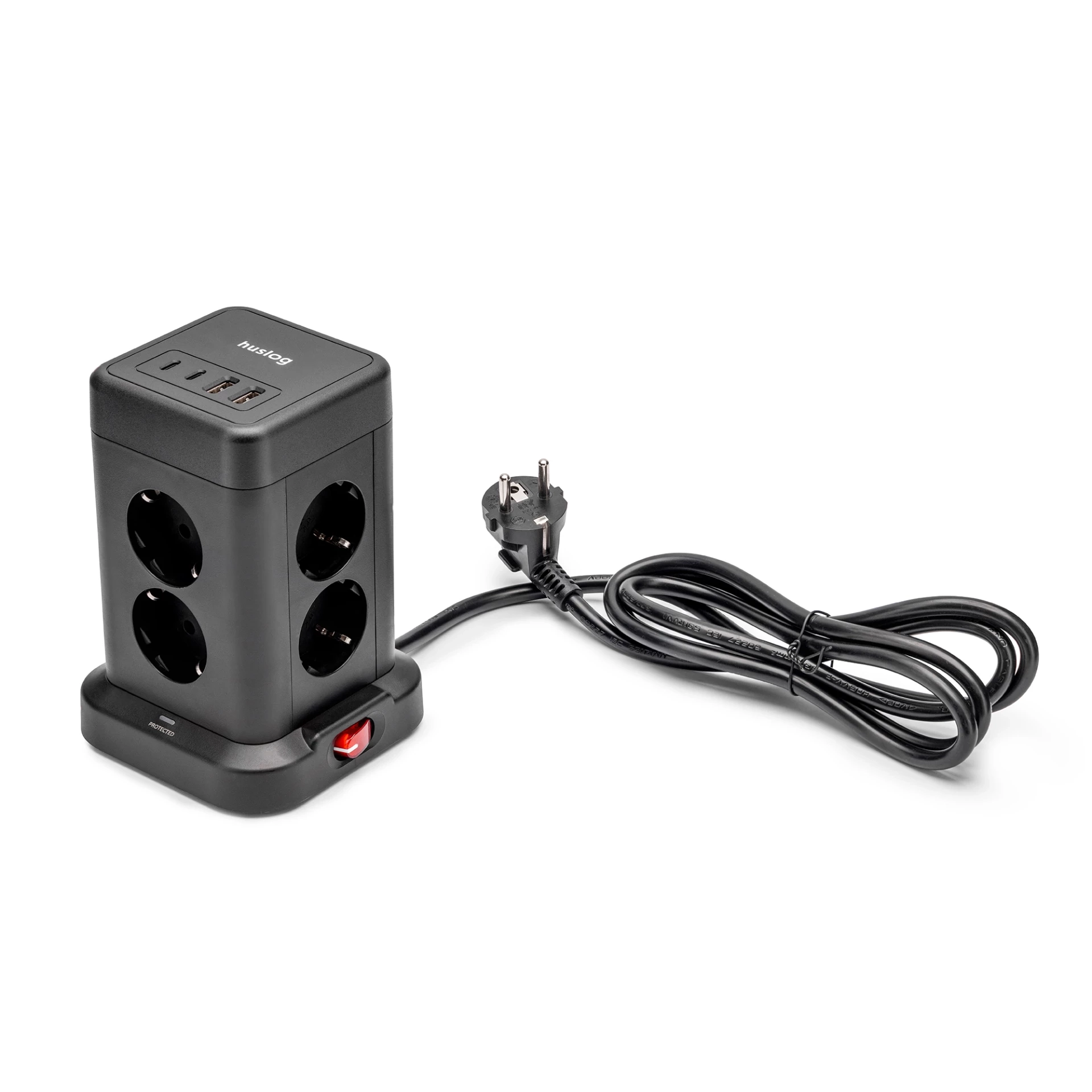 Kostka Huslog HUS1004 8 gniazd 1,4m czarny