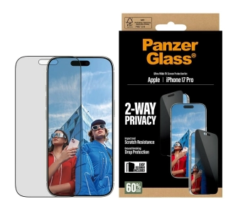 Szkło hartowane PanzerGlass prywatyzujące Ultra-Wide Fit EasyAligner do iPhone 17 Pro