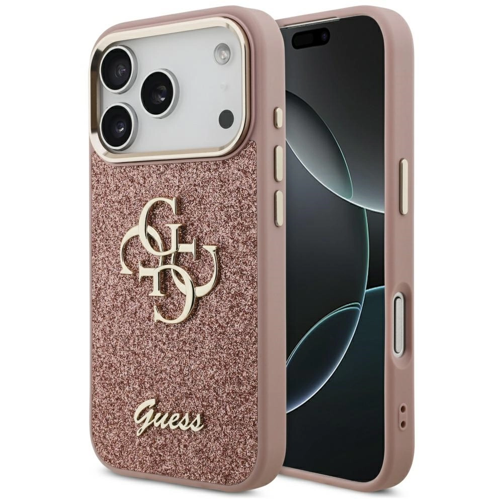 Etui Guess Fixed Glitter Big 4G Metal Frame do iPhone 17 Pro różowy
