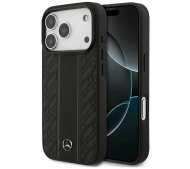 Mercedes-Benz Leather Laurel Leaves Stripes MagSafe do iPhone 17 Pro czarny