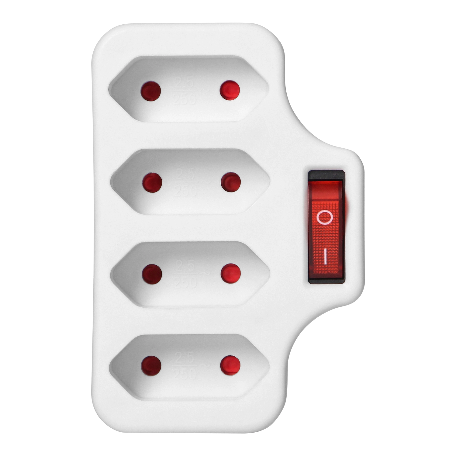 Rozgałęziacz Orno OR-AE-13255 z wyłacznikiem 4 gniazda Biały