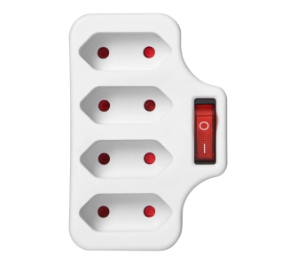 Rozgałęziacz Orno OR-AE-13255 z wyłacznikiem 4 gniazda Biały