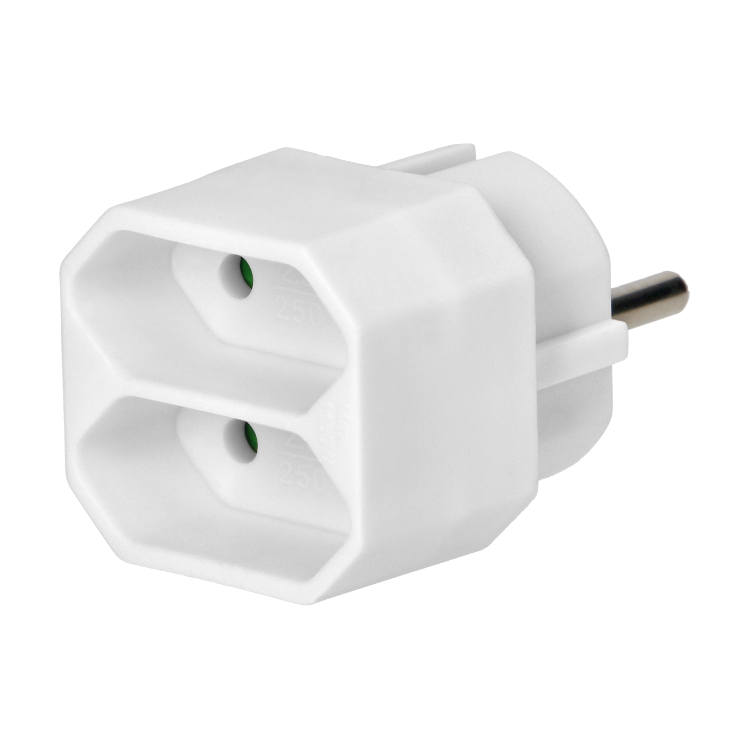 Rozgałęziacz Orno OR-AE-13277/W 2x2P Euro, 2 gniazda Biały