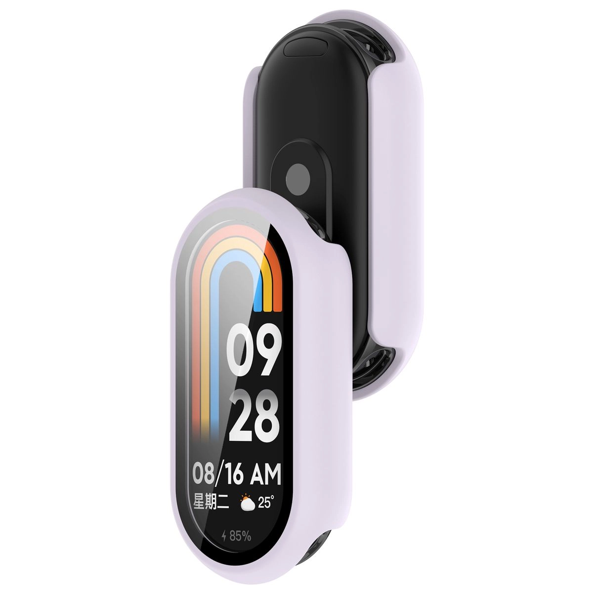 Nakładka na tarczę Bizon ze szkłem do Xiaomi Smart Band 10 fioletowy