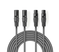Nedis COTH15030GY05 2x XLR 3-Pin 0,5m Srebrny