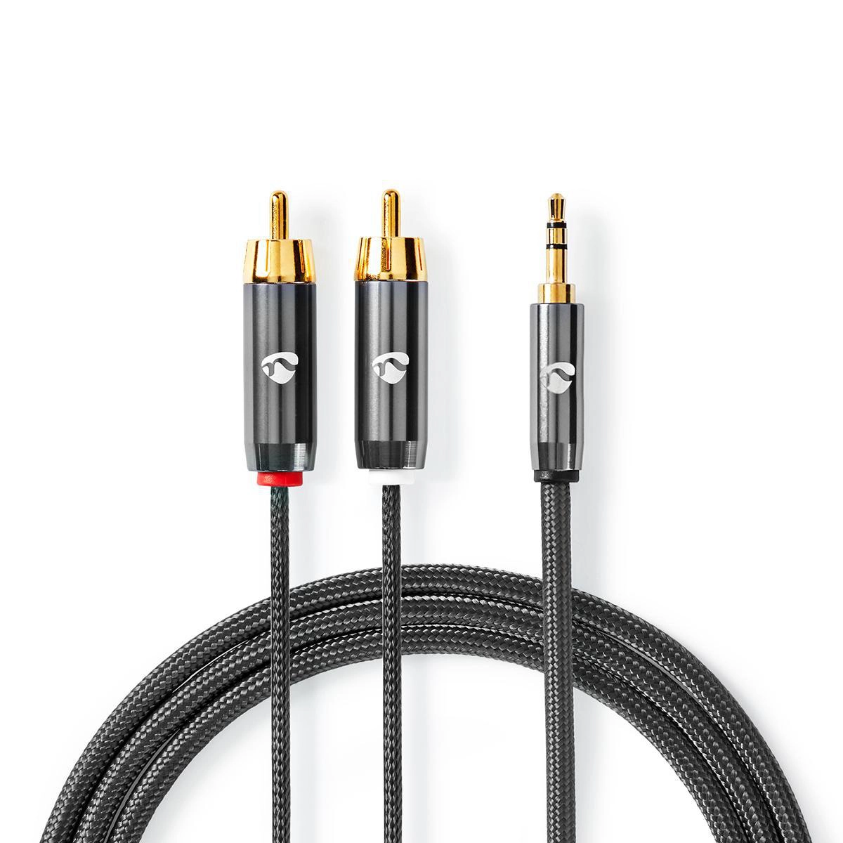 Kabel  audio Nedis CATB22200GY10 ProfiGold jack 3,5mm - 2x RCA 1m Srebrny