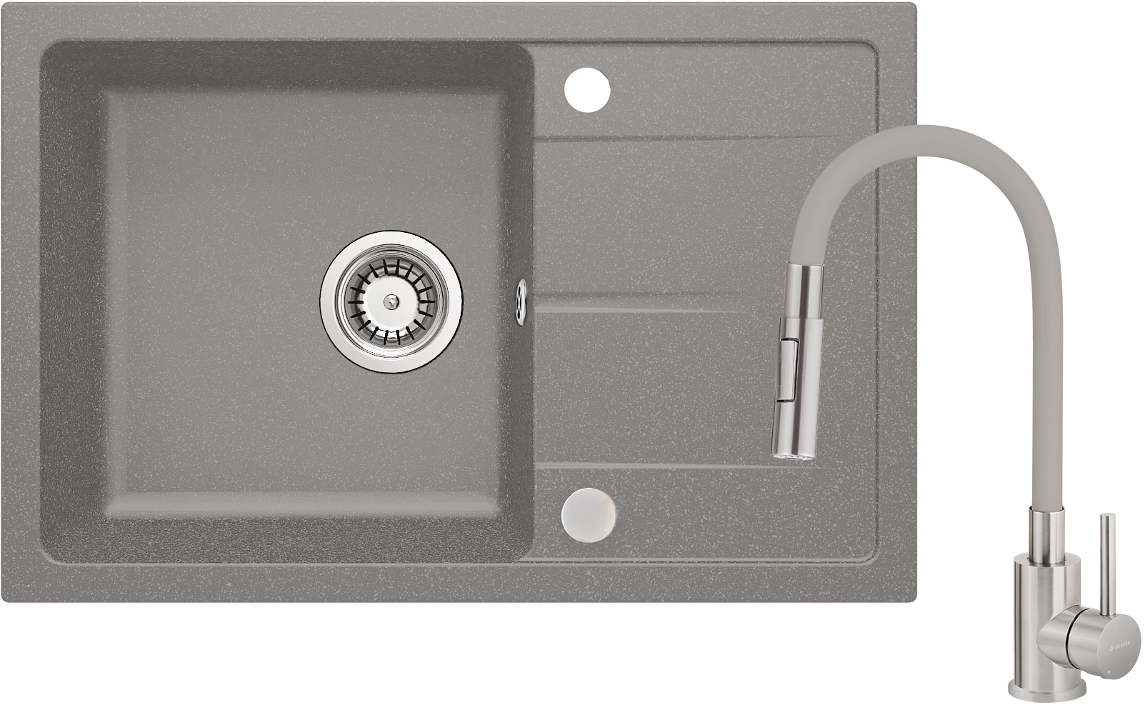 Zlewozmywak Deante ZRDS113 Szary metalik + bateria BOCS740 Szary metalik