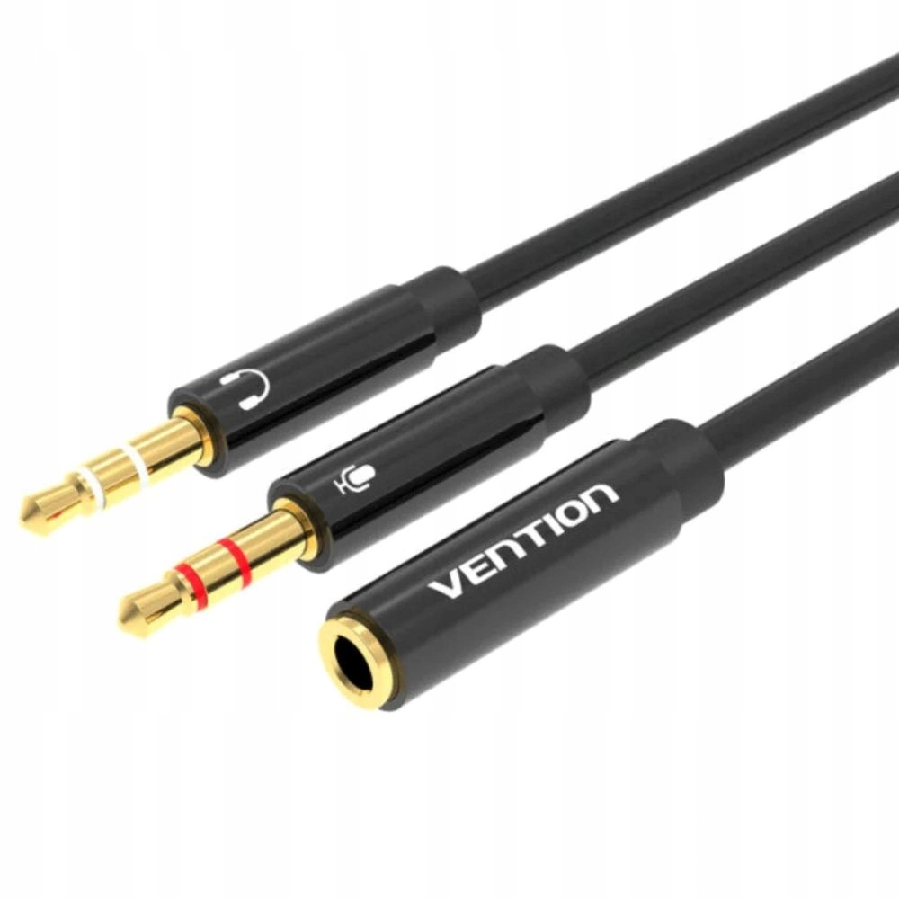Adapter Vention BBTBY jack 3,5mm 0,3m Czarny