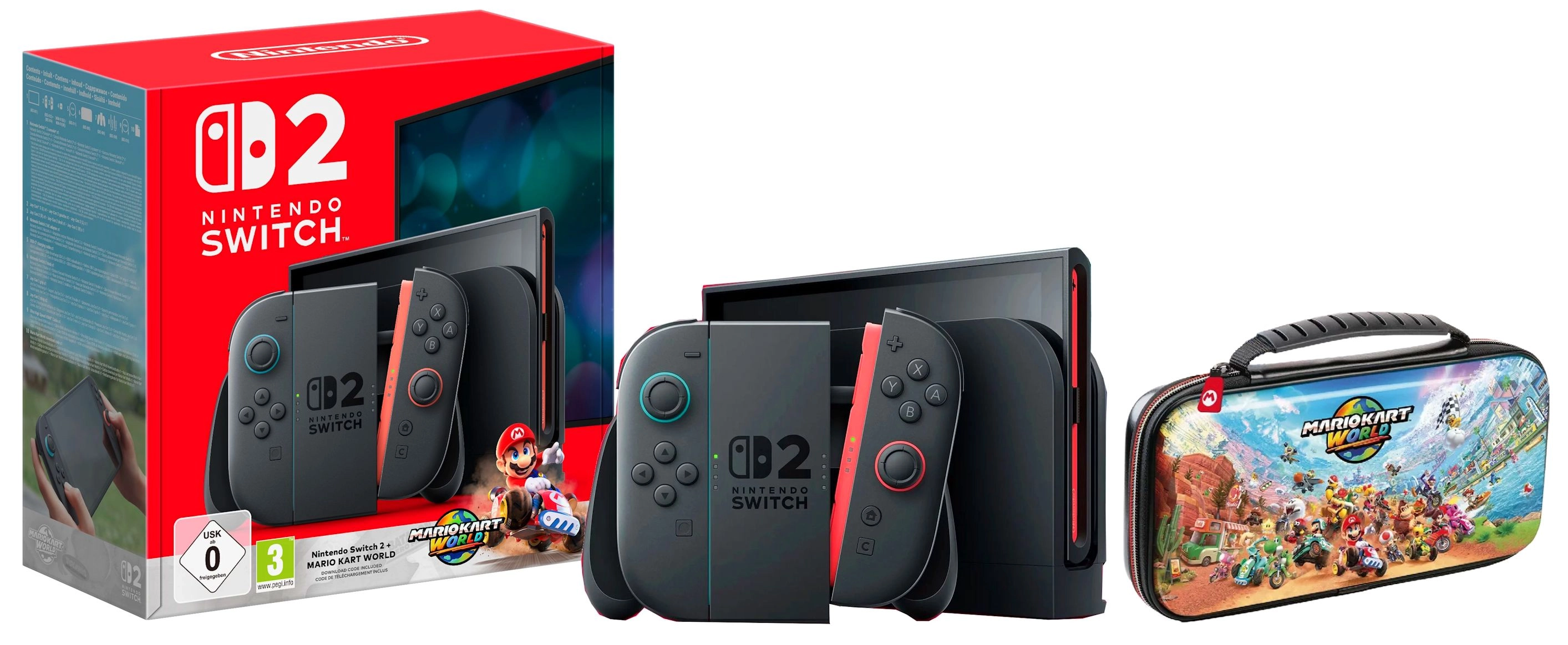 Konsola Nintendo Switch 2 Joy-Con Czarny + Mario Kart World + Etui Nacon NS212MKW Mario Kart World