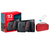 Nintendo Switch 2 Joy-Con Czarny + Etui Trust GXT 1251RB + Szkło hartowane Yaxo YGGSDG01T