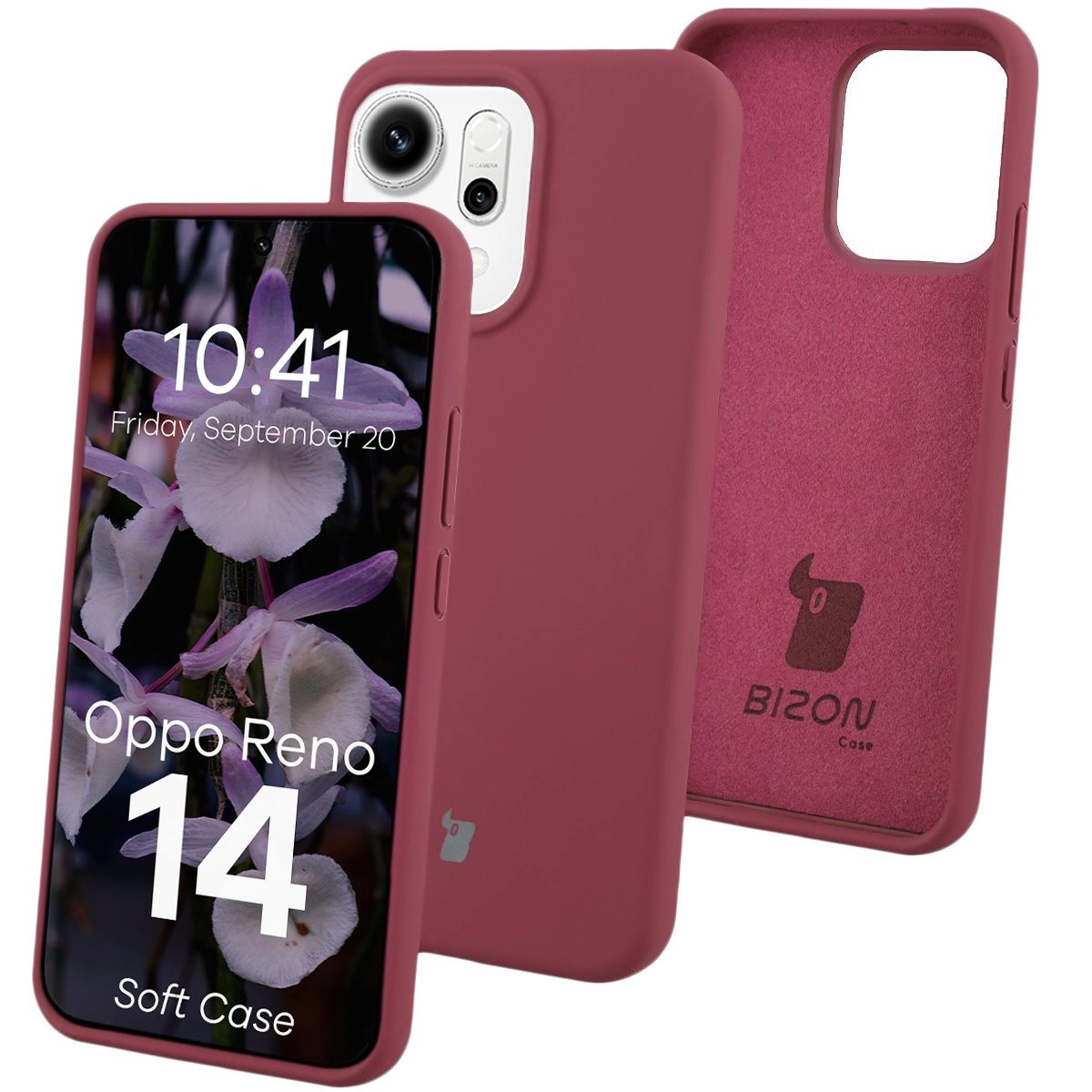 Etui Bizon Silikonowe Soft do Oppo Reno14 Śliwkowy