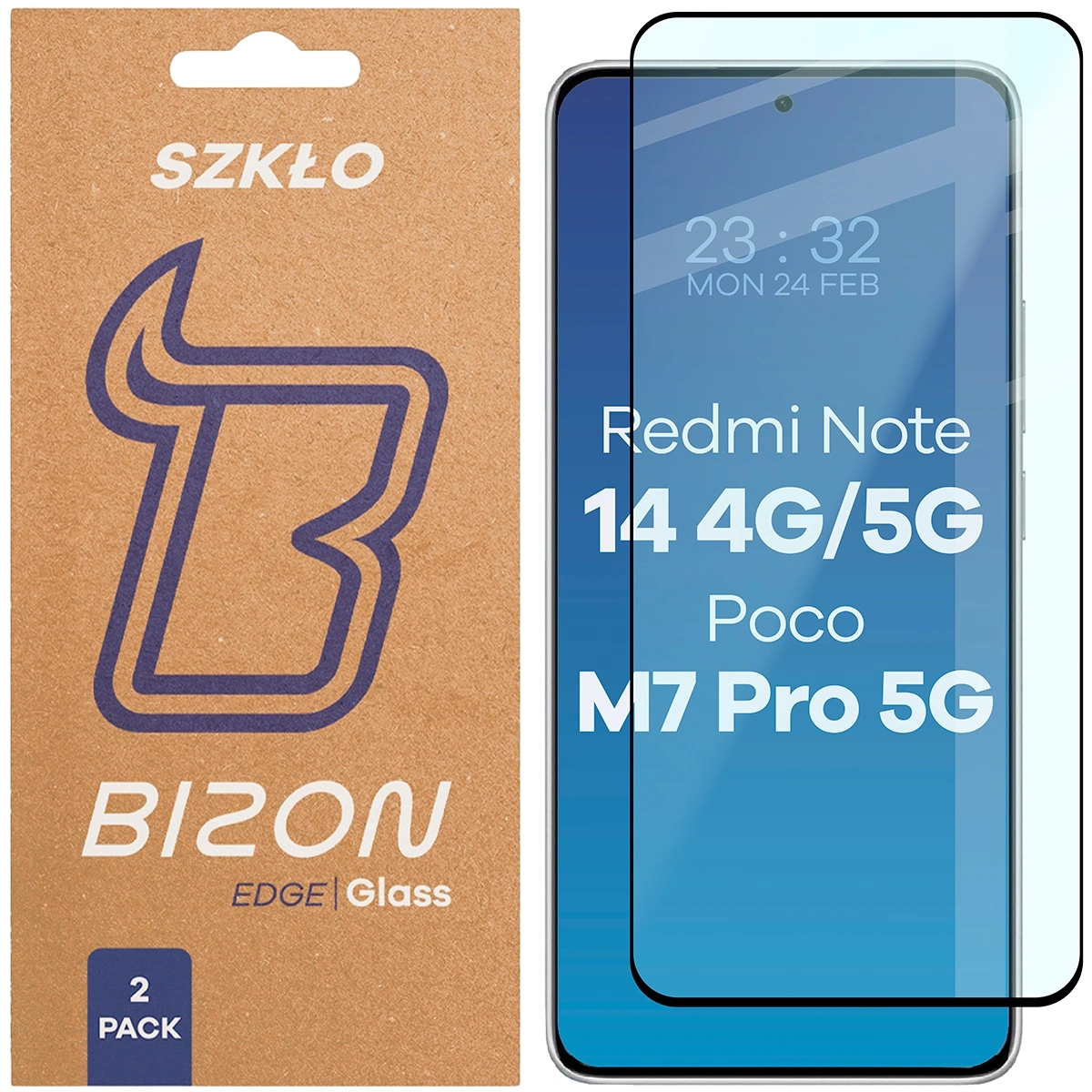 Szkło hartowane Bizon Edge Duo do Xiaomi Redmi Note 14 4G/5G / POCO M7 Pro 5G