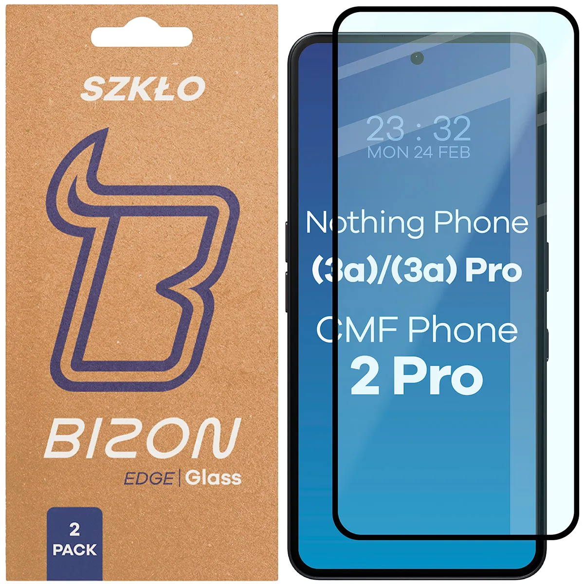 Szkło hartowane Bizon Edge Duo do Nothing Phone (3a) / (3a) Pro / Nothing CMF Phone 2 Pro