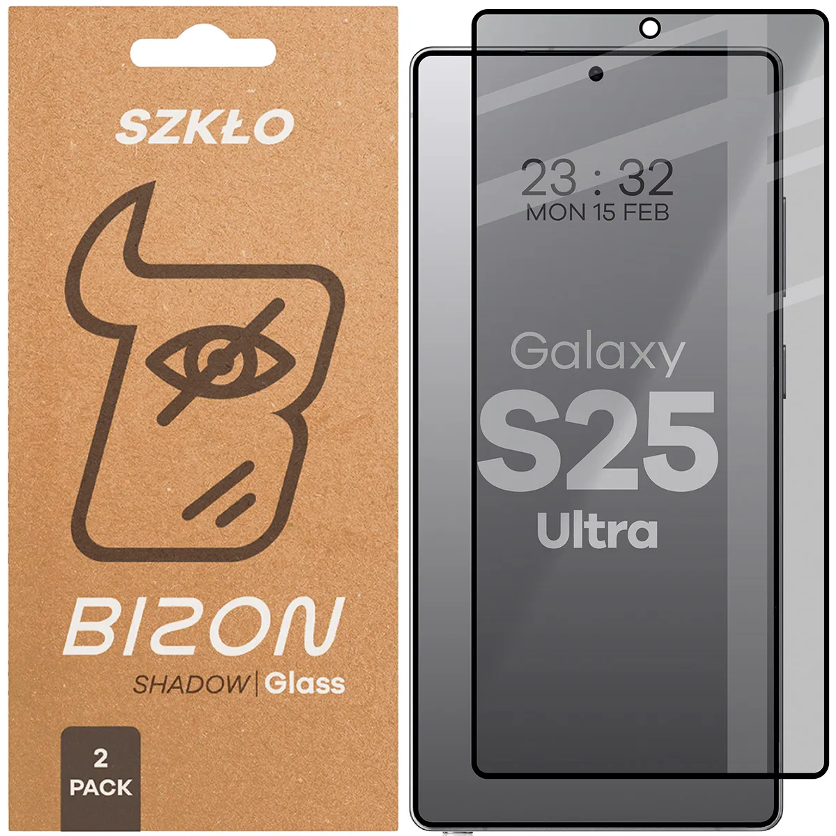 Szkło hartowane Bizon prywatyzujące pełne Edge Shadow Duo do Samsung Galaxy S25 Ultra