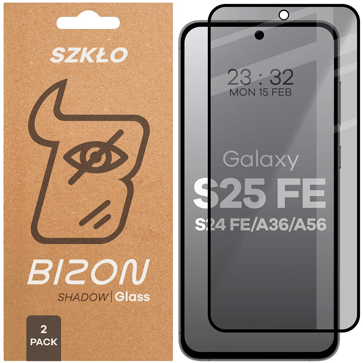 Szkło hartowane Bizon prywatyzujące pełne Edge Shadow Duo do Samsung Galaxy S24 FE / S25 FE / A36 5G / A56 5G