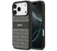 DKNY Repeat Texture Pattern with Tonal Stripe do iPhone 17 Pro Czarny