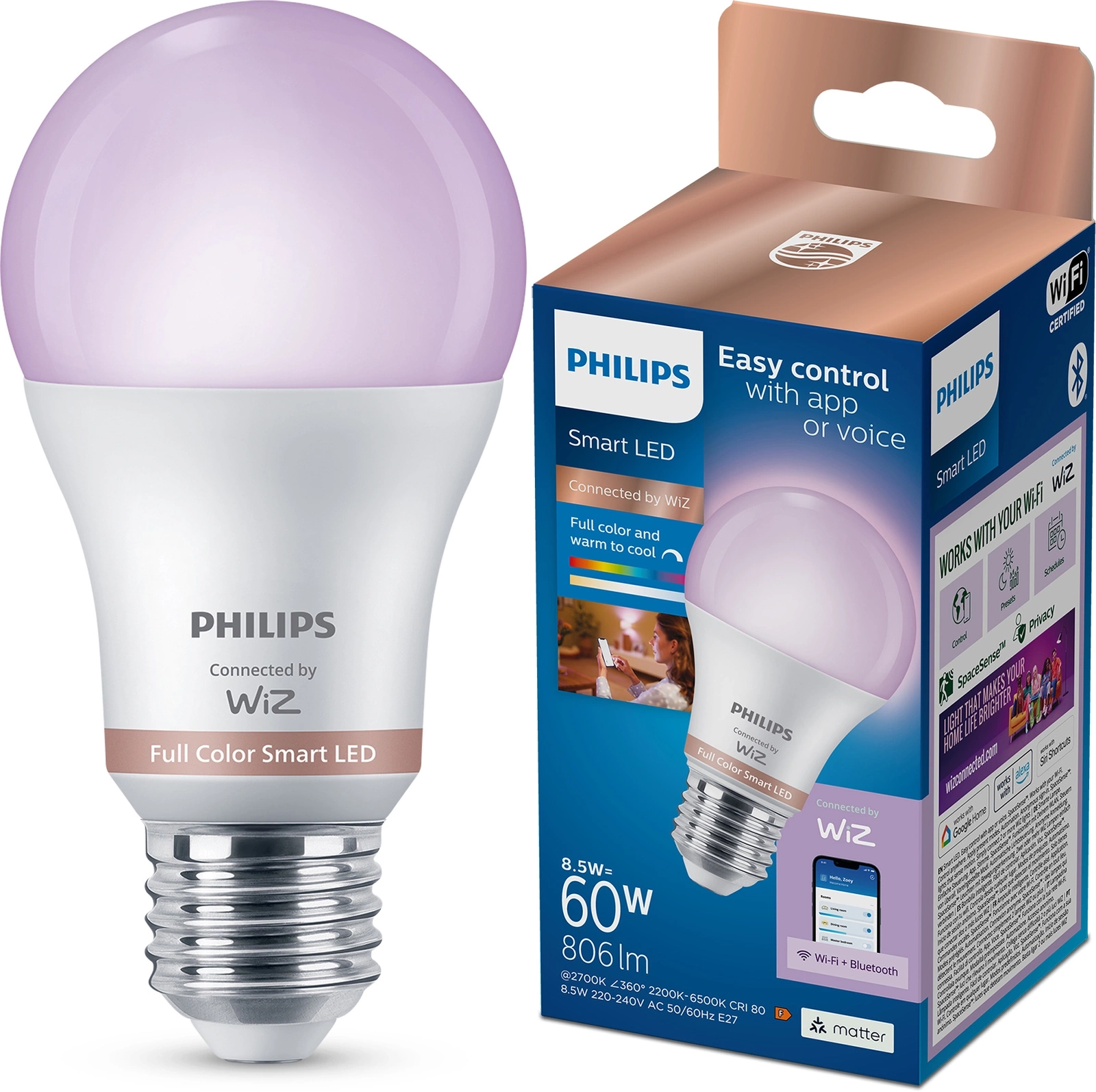 Centralka Philips Smart E27 A60 8,5W 60W RGB 1szt.