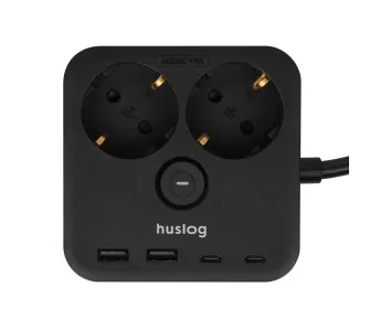 Przedłużacz Huslog HUS1055 POWERDOCK 2 gniazda 1,4m Czarny